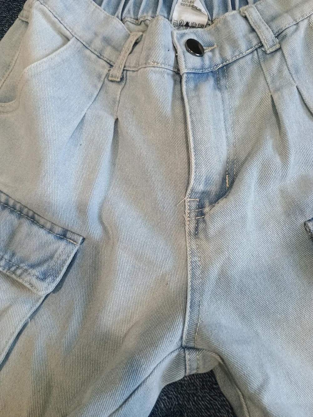 Kids Light Blue Cargo Jeans with Multi-Pocket Design